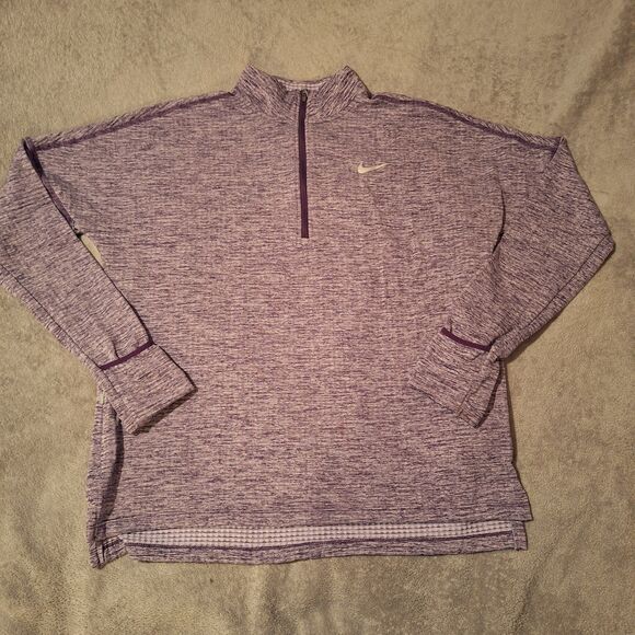 NIKE Dri-Fit Quarter Zip Pullover Heather Purple Women L Long Sleeve - Picture 1 of 11